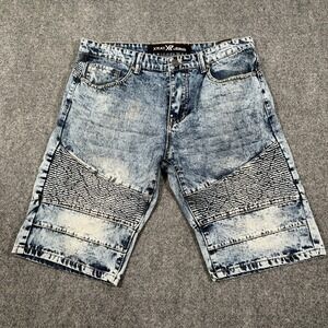 Xray Jean Shorts Mens 34 Embellished Distressed Skateboard Y2K Hip Hop Ganster